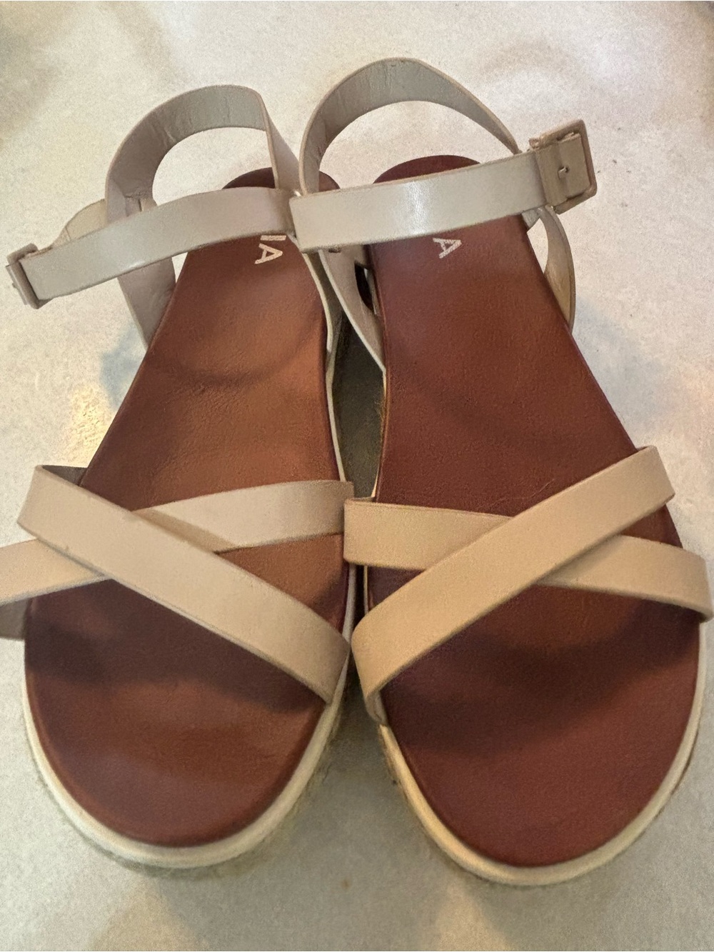 MIA Vivica Beige Cross-Strap Espadrille Sandals Retail $89